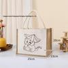 Hand-Painted Graffiti Canvas Tote Bag - Yellow Linen Logo Pattern