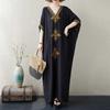 New Embroidered Solid Color Temperament Vacation Bohemian Extra Long Dresses