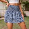 Women's 2024 Summer Splicing Skirt, Fresh Wavy Edge Small Floral Short Skirt, One-step Skirt