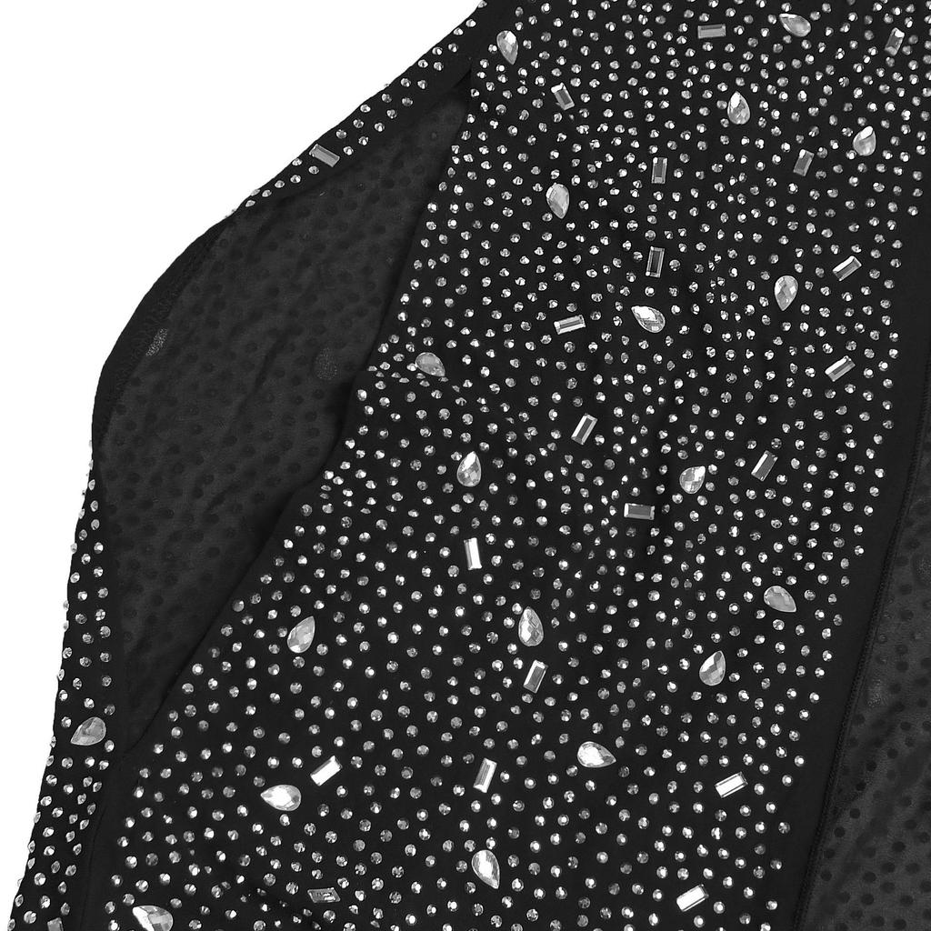 C7292 Europeisk & Amerikansk Mode Dam Sexig Strass Bodycon Genomskinlig Sjal Klänning