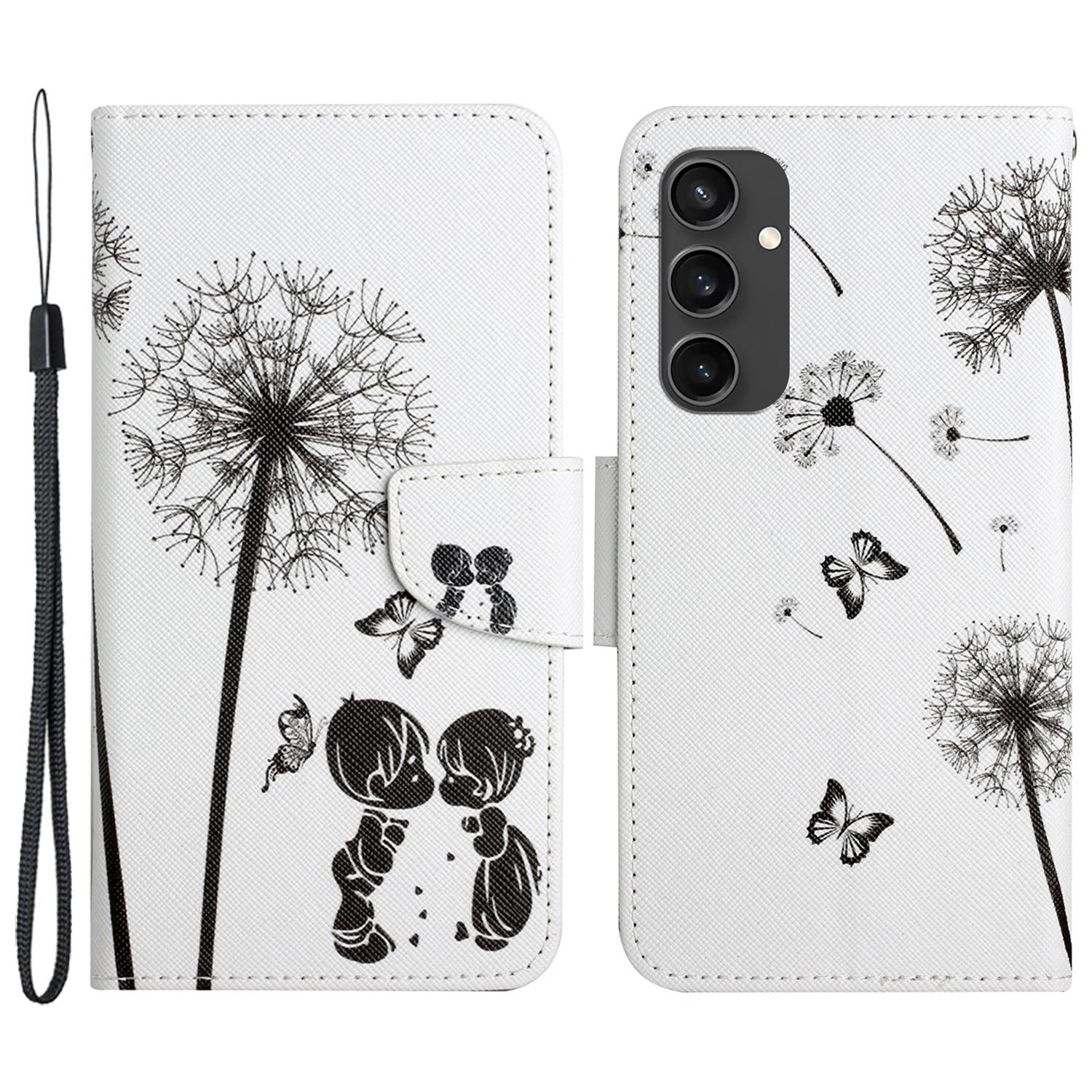 

For Samsung Galaxy S24 FE Case Pattern Printing Protective Leather Folio Phone Cover Dandelion