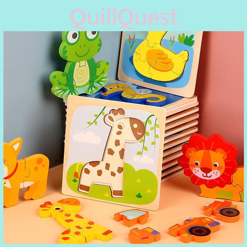 Puzzle Wooden 3d For Giraffe Airplane Animal Shapes Parentchild Interactive Play