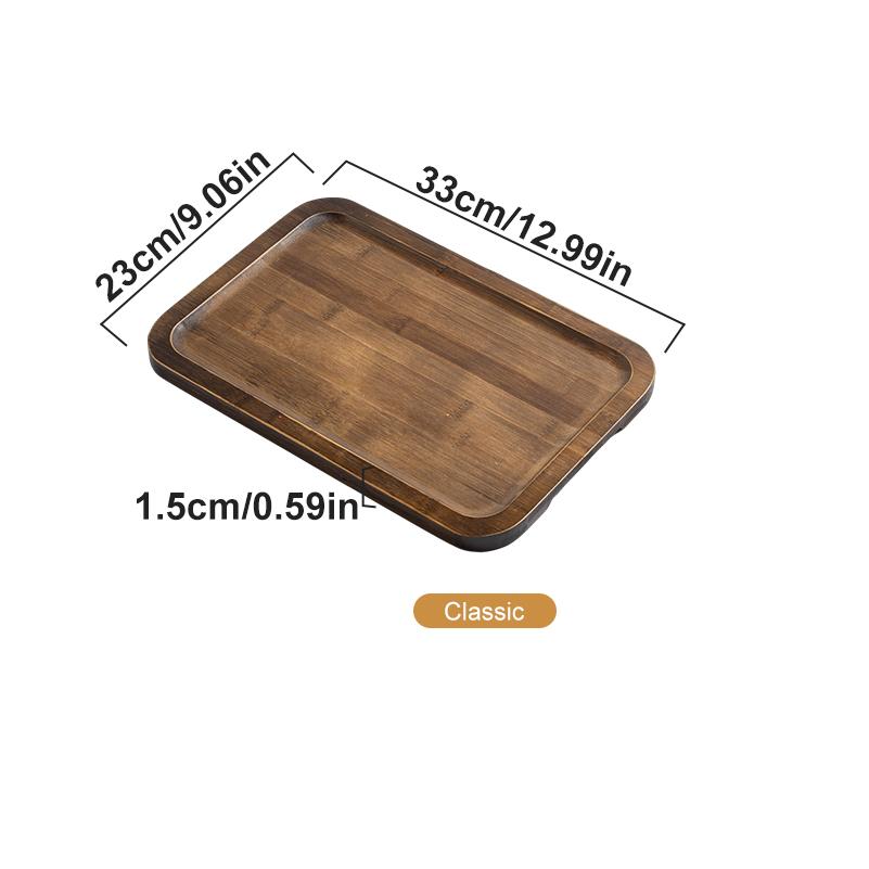 Square Bamboo Food Tray with Classic, Legs and Carrying Handle Eco-friendly Tea Tray for Item Storage