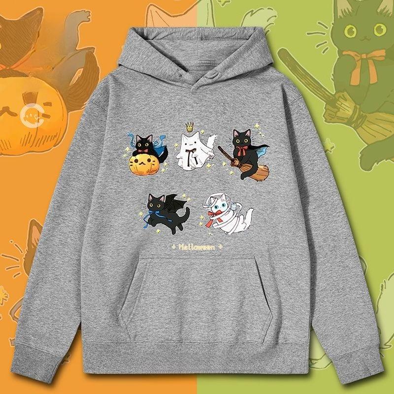 Halloween Cat Role Play Wacky Genki Print Fall New Unisex Kids Warm Loose Plus Size Sport Hoodie Jacket