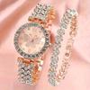 Ladies Watch Diamond Jewelry Watch, Women's Watch Quartz Watch Digital Watch Necklace Watch Set