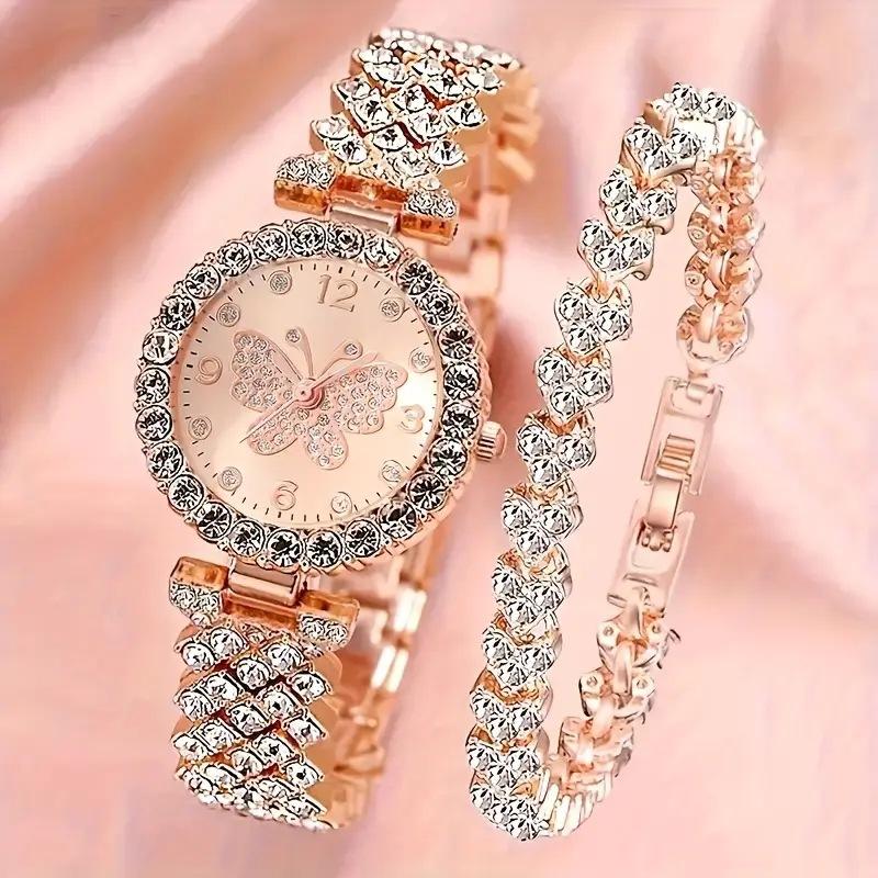 Ladies Watch Diamond Jewelry Watch, Women's Watch Quartz Watch Digital Watch Necklace Watch Set