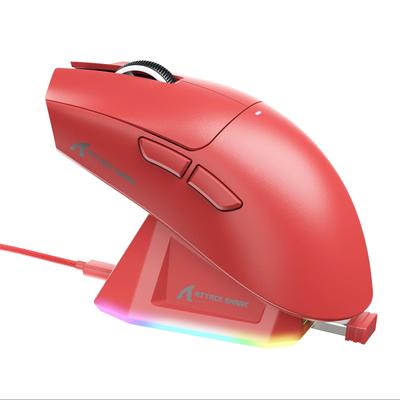MAMBASNAKE x ATTACK SHARK X11 Herní RGB Magnetické nabíjení Duální Bluetooth DPI PAW3311 HUANO Broadcom Ergonomická Červená Ultra-lehká myš, 60g,