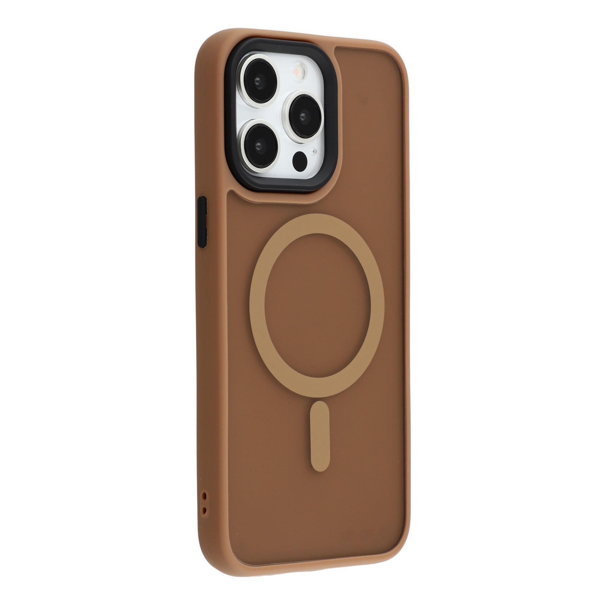 

For iPhone 15 Pro Case Compatible with MagSafe Skin-Touch PC+TPU Phone Cover Brown