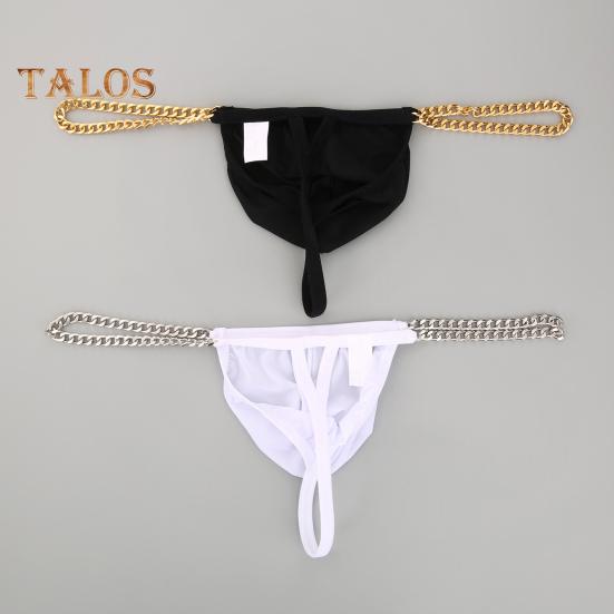 Pánská tanga Ledové hedvábné spodní prádlo Sexy G-Strings Kovové řetízky vyhloubené Pohodlné kalhotky Slim Fit Kalhotky s vysokou elasticitou