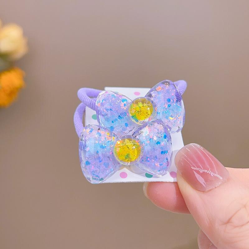 

2 шт. новые милые мультяшные галстуки-бабочки для девочек, детские эластичные резинки для волос, аксессуары для волос принцессы, детские головные уборы фиолетовый