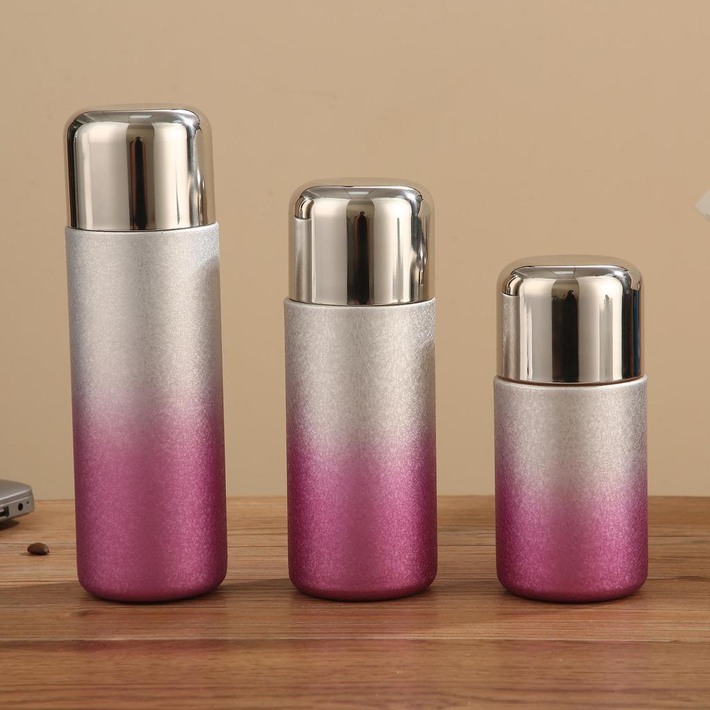 Gradient Color Titanium-Coated Thermos Cup with Portable Double-Drink Feature