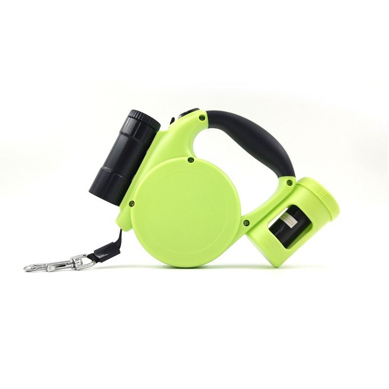 5 m uttrekkbar hundebånd 5 m hundebånd for små mellomstore hunder Break & Lock med én knapp med LED-lommelykt og søppelpose