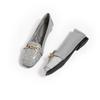 New single shoes women's flat bottom versatile fashion Doudou square head soft leather one patent leather casual versatile