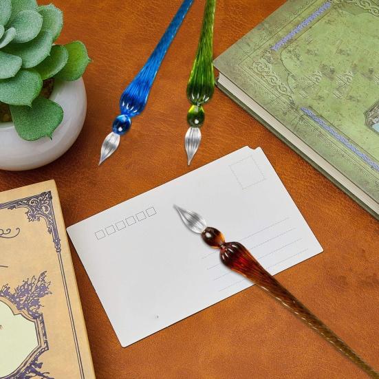 Skleněné pero Kaligrafie Komiksy Malování Krásné barevné efekty Namáčecí pero Hladké linie Snadné použití Design se závitem Namáčecí pero