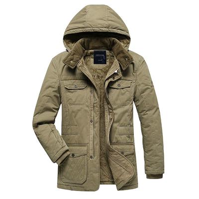 Kış Erkek Kalın Polar Ceket Şapka Çıkarılabilir Pamuklu Mont Sosyal Aktivite Moda Günlük İş 