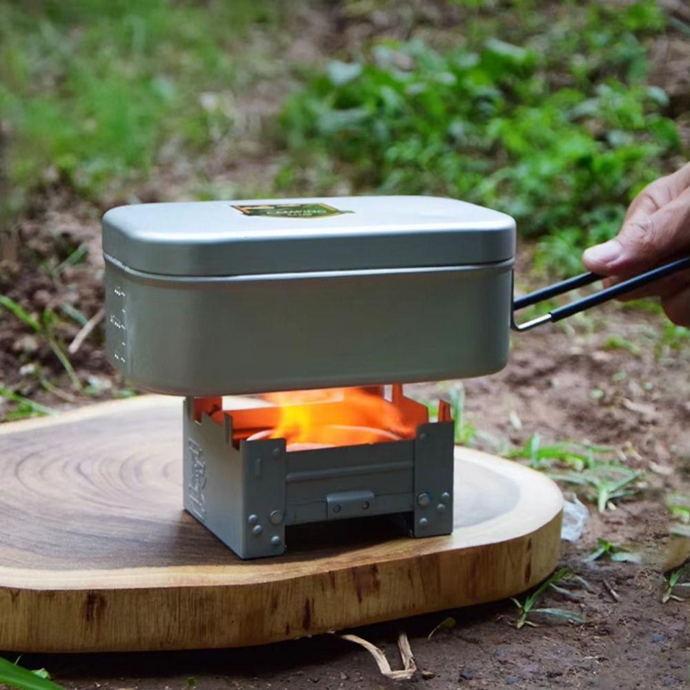 Foldable Solid Fuel Stove Set Ultralight Mini Folding Stove Camping Stove  Hiking Cooking Equipment