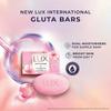LUX International Bouncy & Bright Bathing Soap, 4 x 130g, LUXURIOUS BATHING EXPERIENCE, for Hydrated & Radiant Skin, with Glutathione & Glycerin,