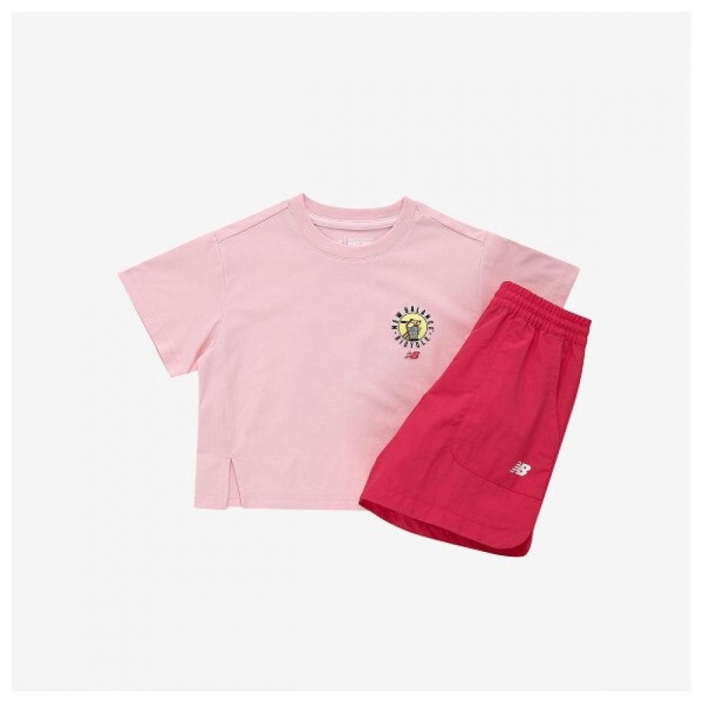 

New Balance Kids Rider Girls Crop Short Sleeve Set Up Nk9yf2605 (25)Pink/100