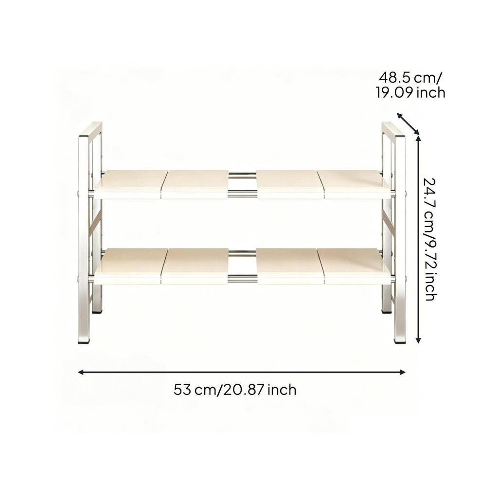 Two-Tier Storage Rack Easy to Clean Stainless Steel Two-Level Kitchen Shelf
