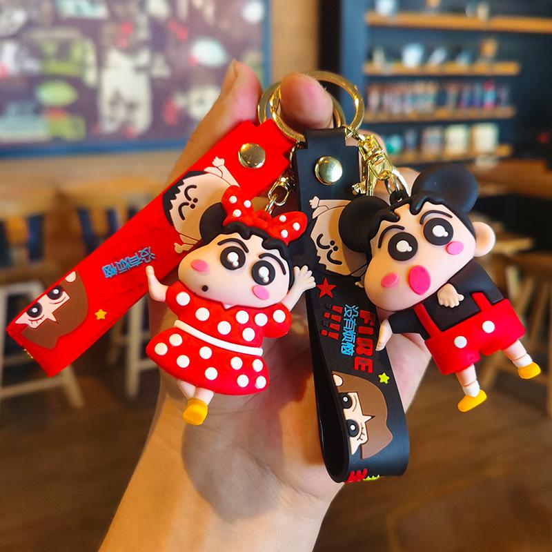 New Anime Crayon Shin-chan Kawaii Q Version Cos Cross Dress Funny Figure PVC Model Toys Doll Couple Keychain Gifts