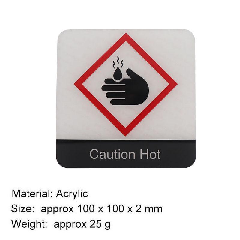 

Pop Black Acrylic Creative Signage Caution Hot Sign Wall Label Sticker Warning Badge for Public Shoppe Mall Office Buildings Home black