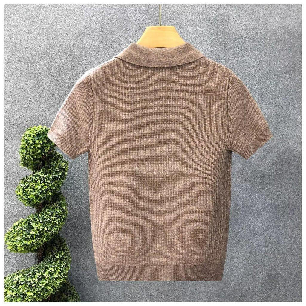 Men's High-Quality Solid Color Polo Shirt: Short Sleeve, Breathable, Casual Lapel Top for Spring, Summer, and Autumn.