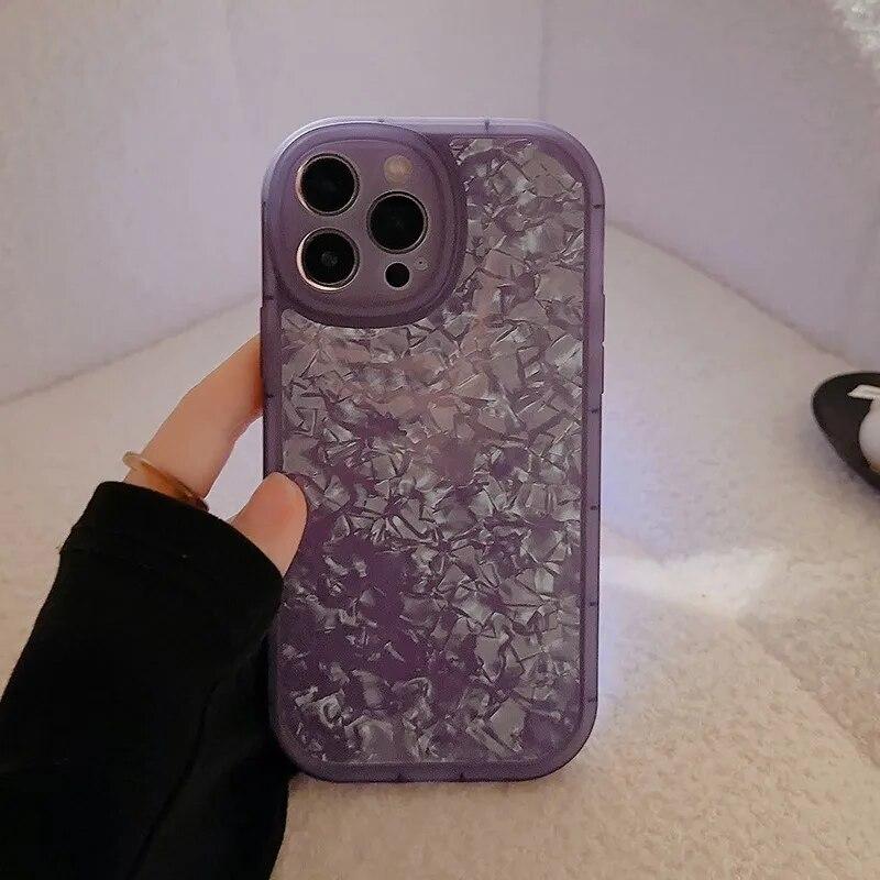 Ins Shell Texture Shockproof Phone Case For iPhone 15 14 13 12 11 Pro Max XS X XR 7 8 Plus SE 3 Mini Soft Silicone Bumper Cover