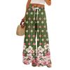 Dames zomer boho palazzo broek met hoge taille, wijde pijpen en bloemenprint, casual broek met zakken