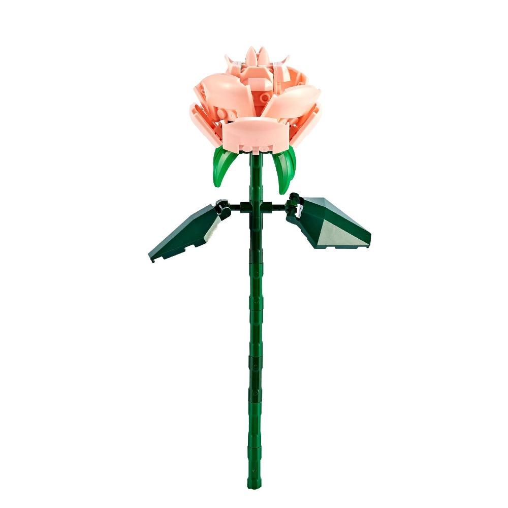 Букет из цветочных блоков «Роза», мелкие частицы, совместимые с собранными цветами, праздничный подарок, серия «Роза», игрушка для взрослых