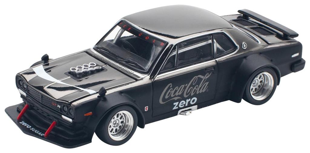 POP RACE x TINY SKYLINE V8 DRIFT COCA COLA BLACK finished product PR640144 1/64 GT-R (HAKOSUKA) CHROME?
