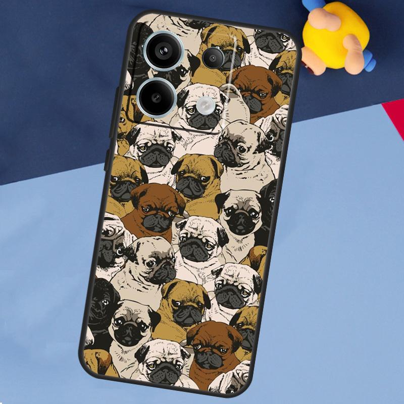 Cute Black Pug Dog Case For Xiaomi Redmi Note 13 Pro Plus Note 9 10 11 12 Pro 9S 10S 11S 12S 10C 12C 13C Coque