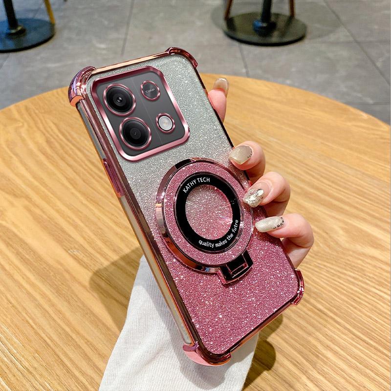 6D Plating Shockproof Holder Ring Phone Case For Xiaomi Redmi Note 9 10 11 12 13 Pro 4G 5G 13R 12S 11S 10S 9S Glitter Soft Cover