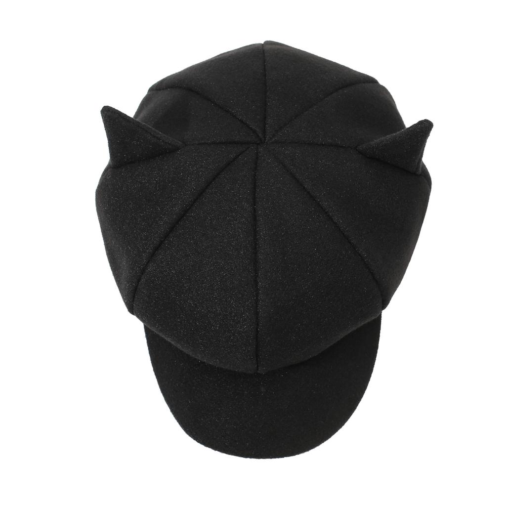 Cute Cat Ear Octagonal Hat, British Retro Wool Beret, Women's Solid Color Trendy Painter Hat