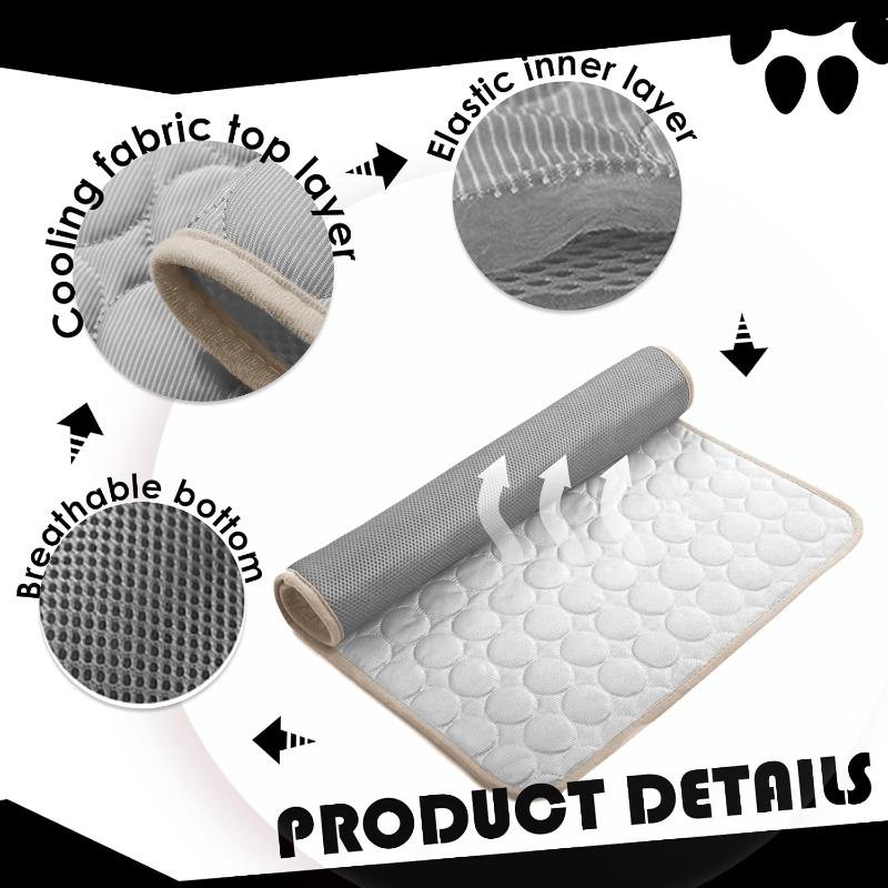 Pet Cooling Mat 62x50cm Foldable Non-Toxic Ice Silk Pad for Dogs Cats, Scratch-Resistant Washable Indoor Outdoor Car
