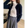 Long Sleeve Vintage Y2k Korean Knitted Cardigan Women's Autumn Winter Fashion O-Neck Versatile Slimming Basis Sweater