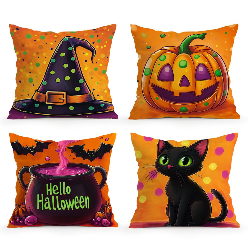 Halloween Theme Cushion Pillowcase Printed Polyester 45X45Cm Throw Pillowcover Decorative Sofa Cushion Pillowslip Home Decor