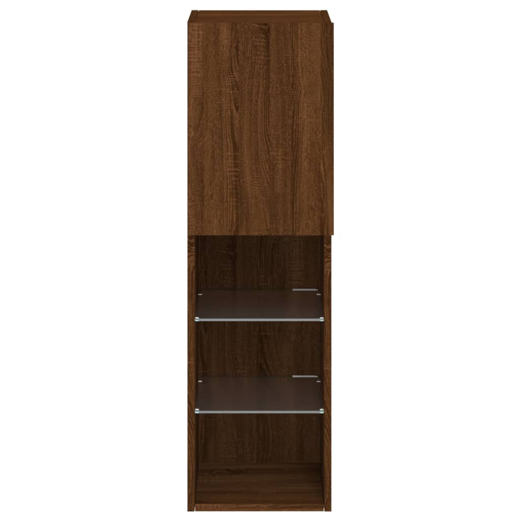 TV Cabinet with LED Lights Brown Oak Effect 12 x 12 x 40.2 in (L x W x H)