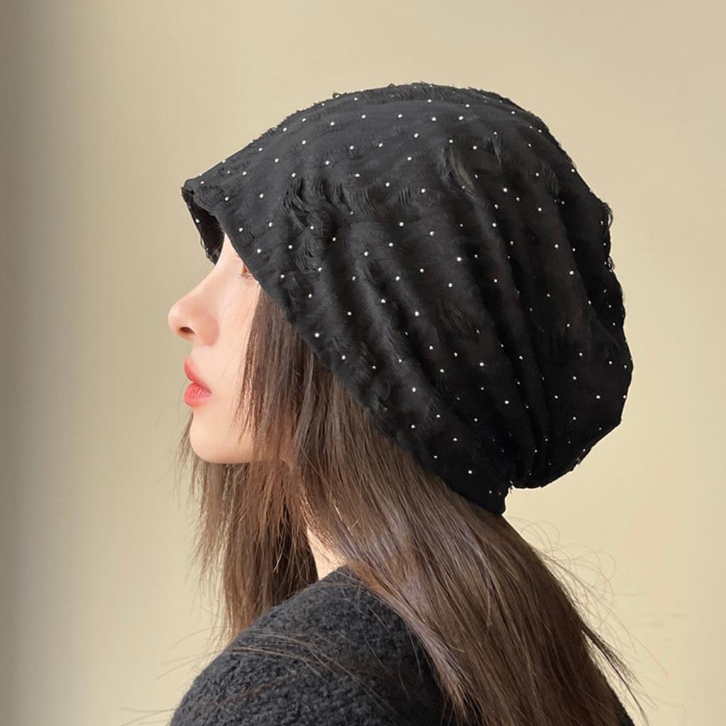 Autumn Baggy Beanies for Women Korean Holes Ear Protection Sloughy Hats Solid Color Lady Girl Pullover Caps