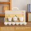 High-end suet jade porcelain tea set, a complete set of thousands of miles of Jiangshan souvenir gifts for older customers