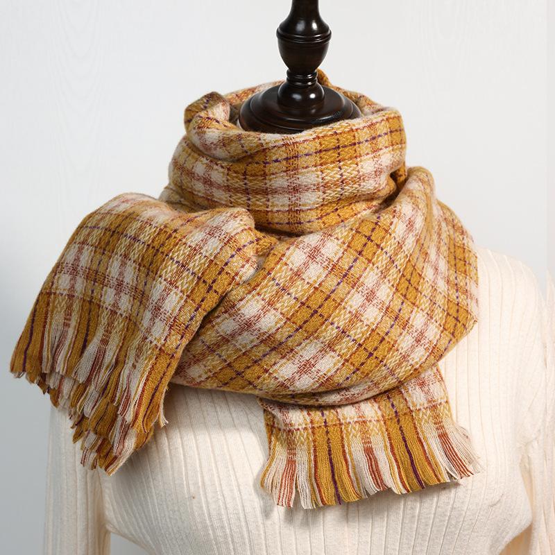 Gradual change of color plaid scarf female sweet warm fashion imitation cashmere scarf shawl autumn and winter new