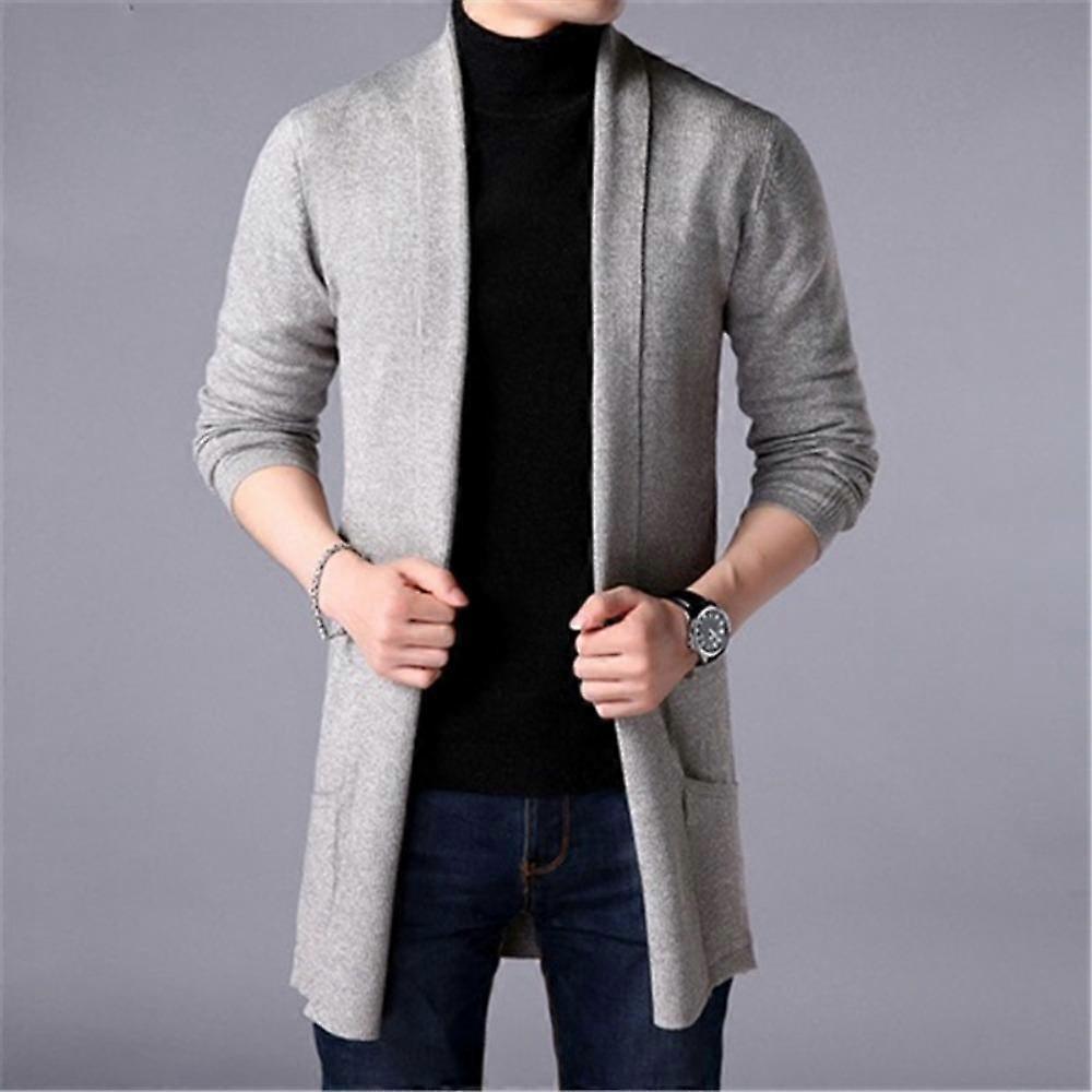 Cardigan Lungo da Uomo Maglione da Uomo Slim Lavorato a Maglia Pull Cappotti Lavorati a Maglia da Uomo Tinta Unita Harajuku Casual Streetwear Maglioni