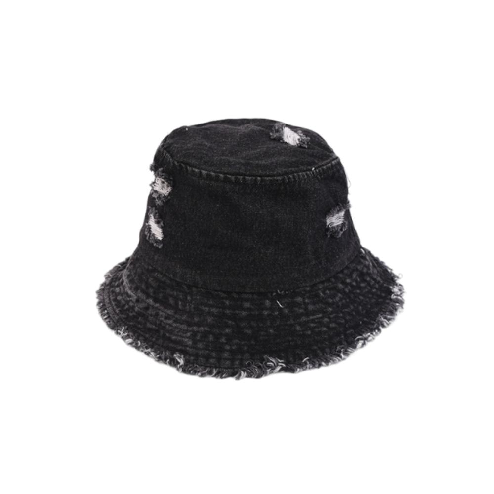 Washed Denim Denim Bucket Hat Large Brim Sun Protection Hat Personalized Basin Hat  Beach