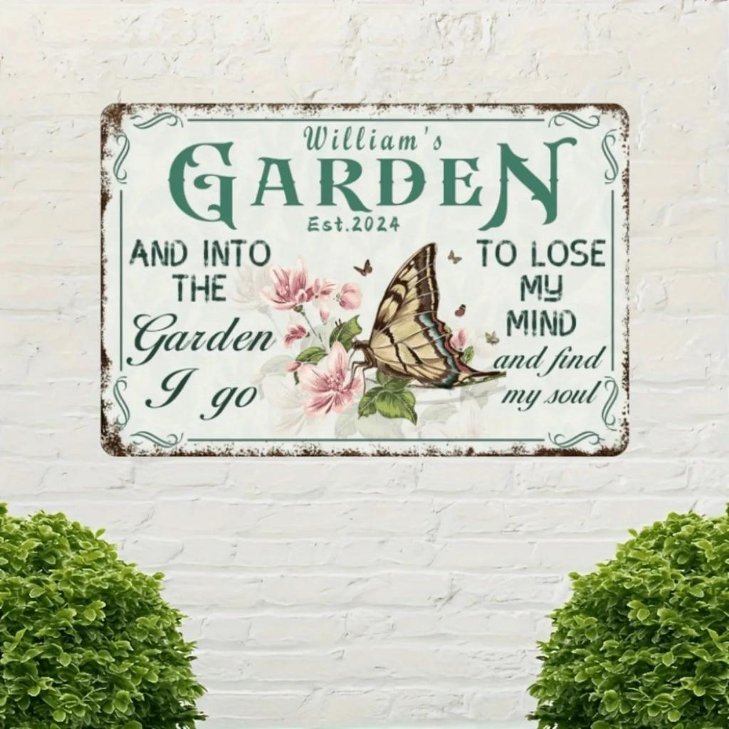 pc Personalized Vintage Garden Aluminum Sign x Inch D Flat Metal Decor Yard Farmhouse Wall Holiday Decoration Waterproof Fo