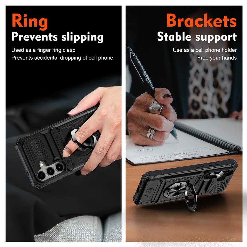 Phone Case for Samsung Galaxy S25 FE S26 S24 Ultra Plus S23 A17 A26 A16 A56 A36 A55 Wallet Card Holder Rotated Ring Kickstand