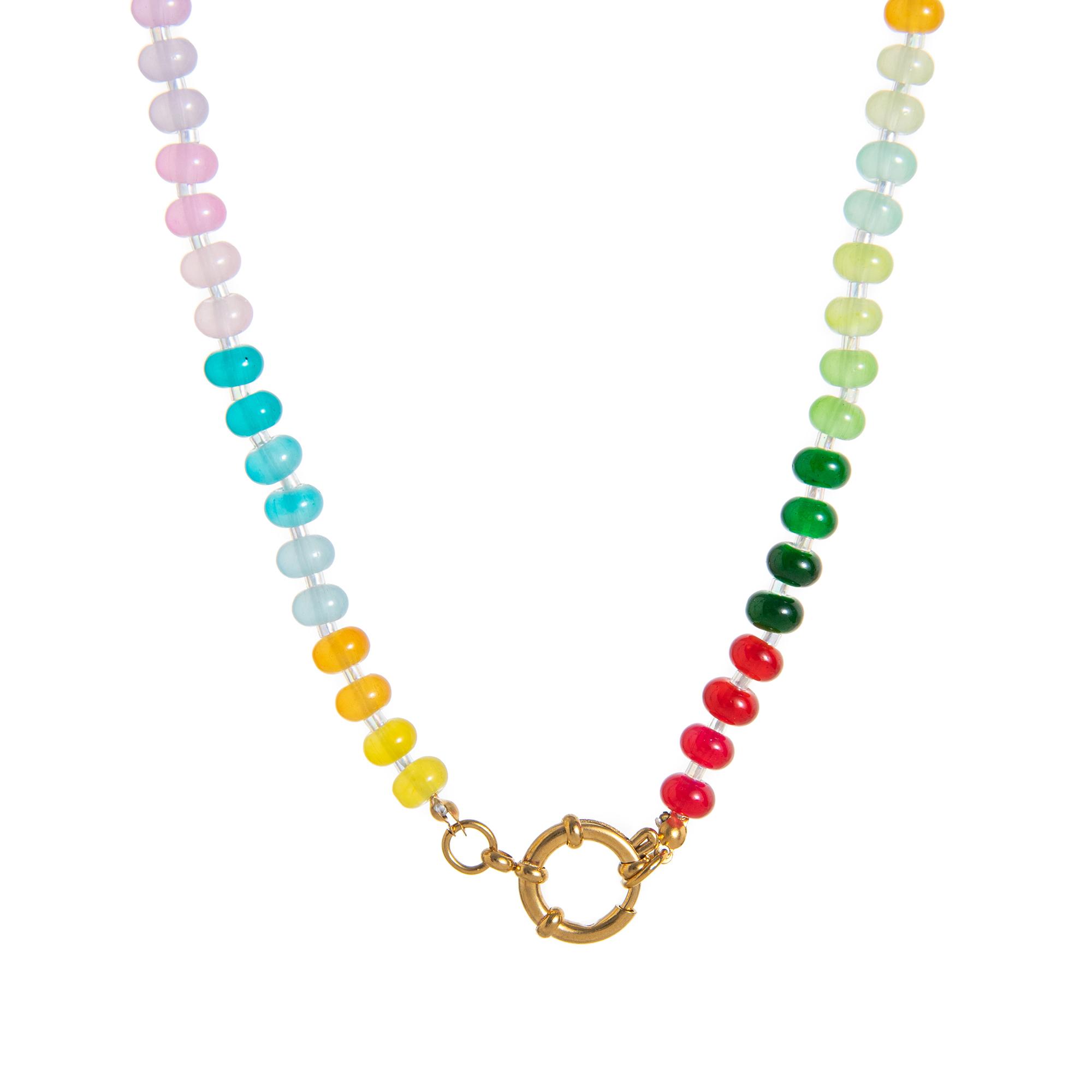 Natural stone multi bead dopamine necklace color pendant DIY handmade accessories versatile personalized gold plating 40cm
