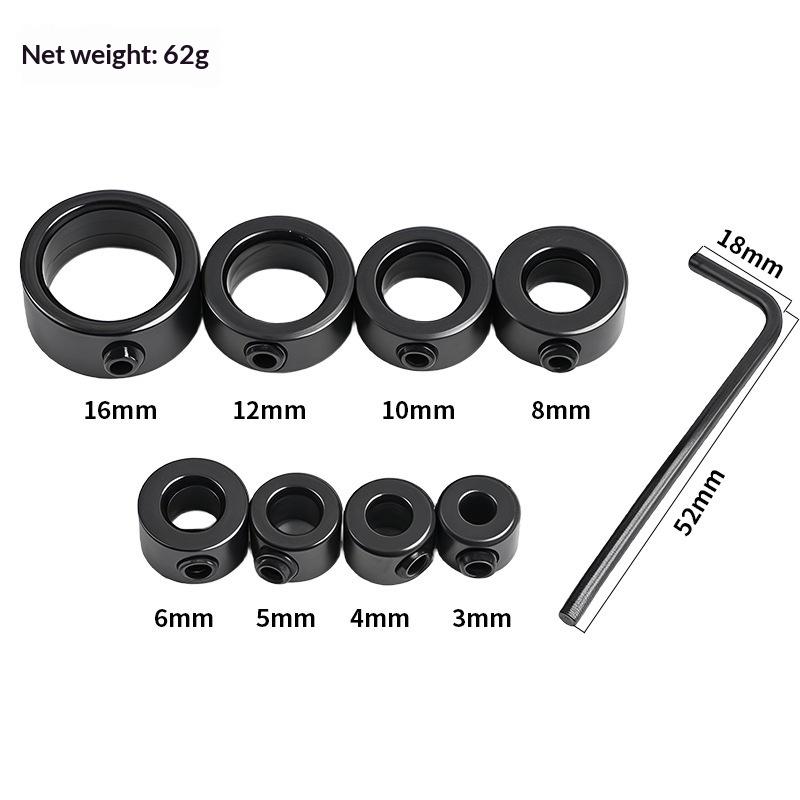 Drill Bit Depth Stop Collar Set 8 Sizes Stainless Steel Drill Stop Rings With Hex Wrench For Woodworking Metal Drilling