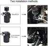 Car Baffled Oil Catch Can Reservoir Tank with Mini Filter Breather Baffled Aluminum Fittings Oil Dipstick Hole Breathable Kettle