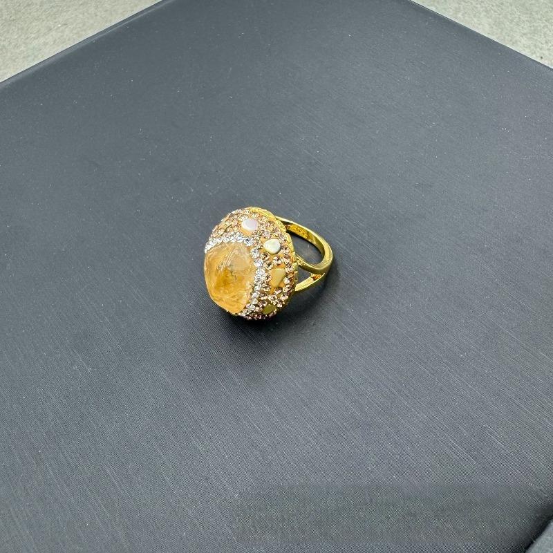 Natural Raw Gemstone Tianhe Stone Ring, Personalized Citrine Rough Stone Setting Ring