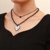 Tide Cool Swimming Black Chain Imitation Fritillary Love Necklace, Double Metal Necklace