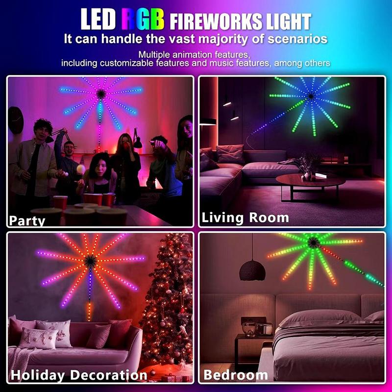 Intelligente Feuerwerks-Lichterkette Musiksynchronisation Mit App Fernbedienung 180 LEDs Für Party Neujahr Und Weihnachtsbeleuchtung